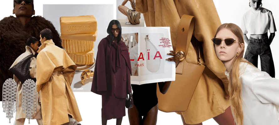 Ein luxuriöses Herum -Stimmungsbrett von Herbst/Winter mit Samt, reichhaltigen Farben, gemütlichen Stricks und architektonischen Skizzen.