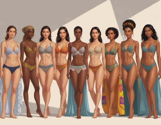 Eine Weltkarte mit drei verschiedenen Dessous -Flat liegt über den Regionen der USA/EU, des Nahen Ostens und des Südostasiens und zeigt verschiedene Stile.